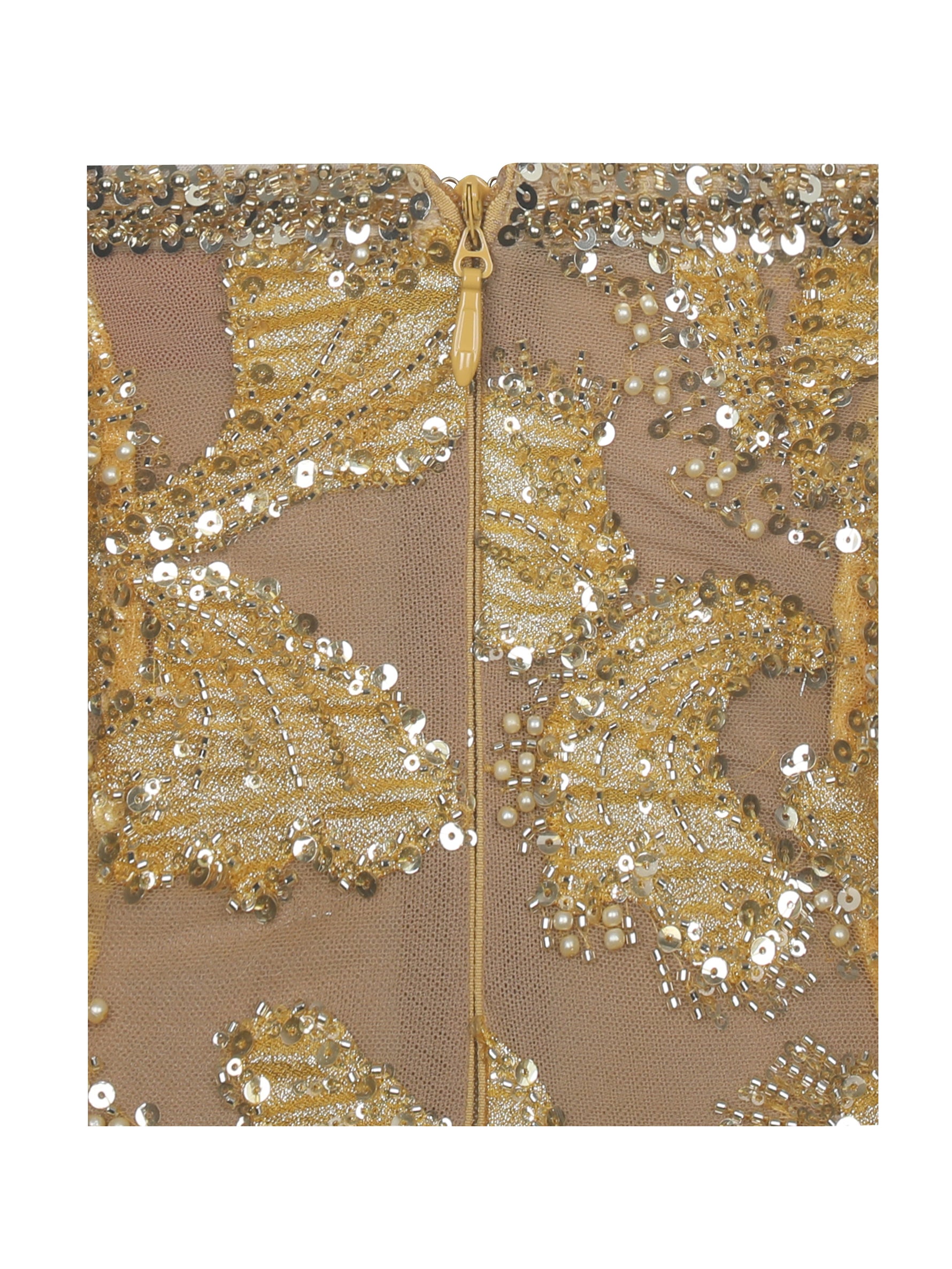 Edie Gold Beaded Sequin Midi Pencil Dress Miss Circle