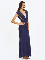 Terri Navy Sparkle Plunging Backless Maxi Dress Miss Circle