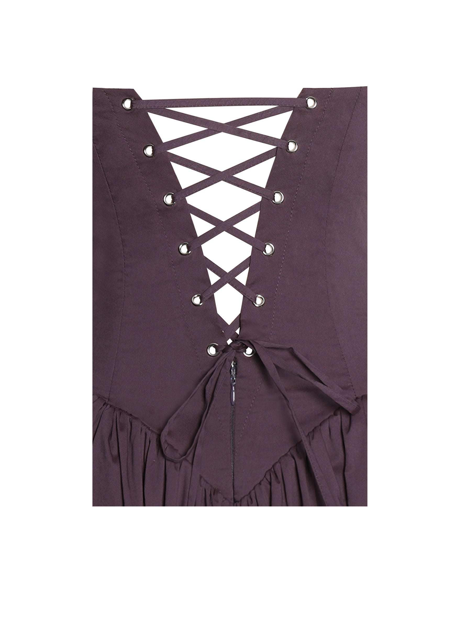 Oakleigh Blackberry Purple Cotton Lace-up Back Midi Dress Miss Circle