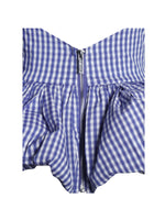 Ilene Blue and White Checkered Bubble Hem Halter Top Miss Circle