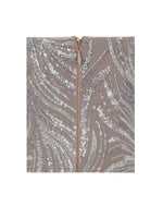 Nancie Apricot Beaded Halter Peplum Ruched Maxi Dress