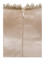 Paisley Pearl Trim Gold Sleeveless Mini Dress Miss Circle