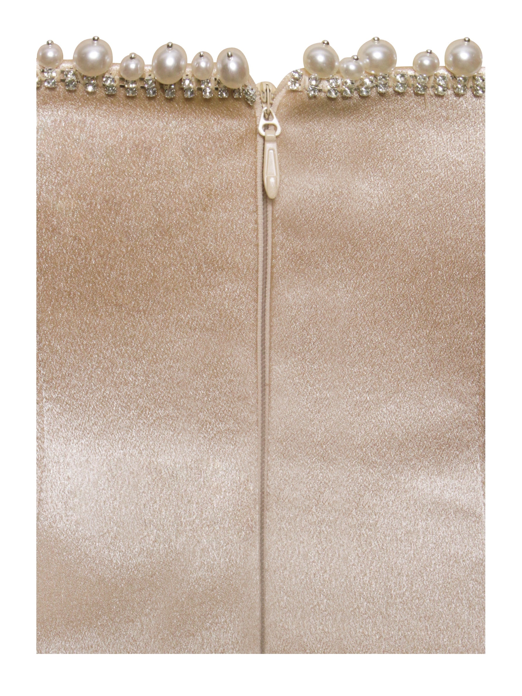 Paisley Pearl Trim Gold Sleeveless Mini Dress Miss Circle