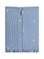 Zadie Cotton Denim Drop Waist Embroidery Flower Midi Dress