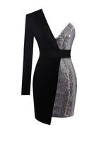 Silver Night Black Sequin Crepe Tuxedo Blazer Dress