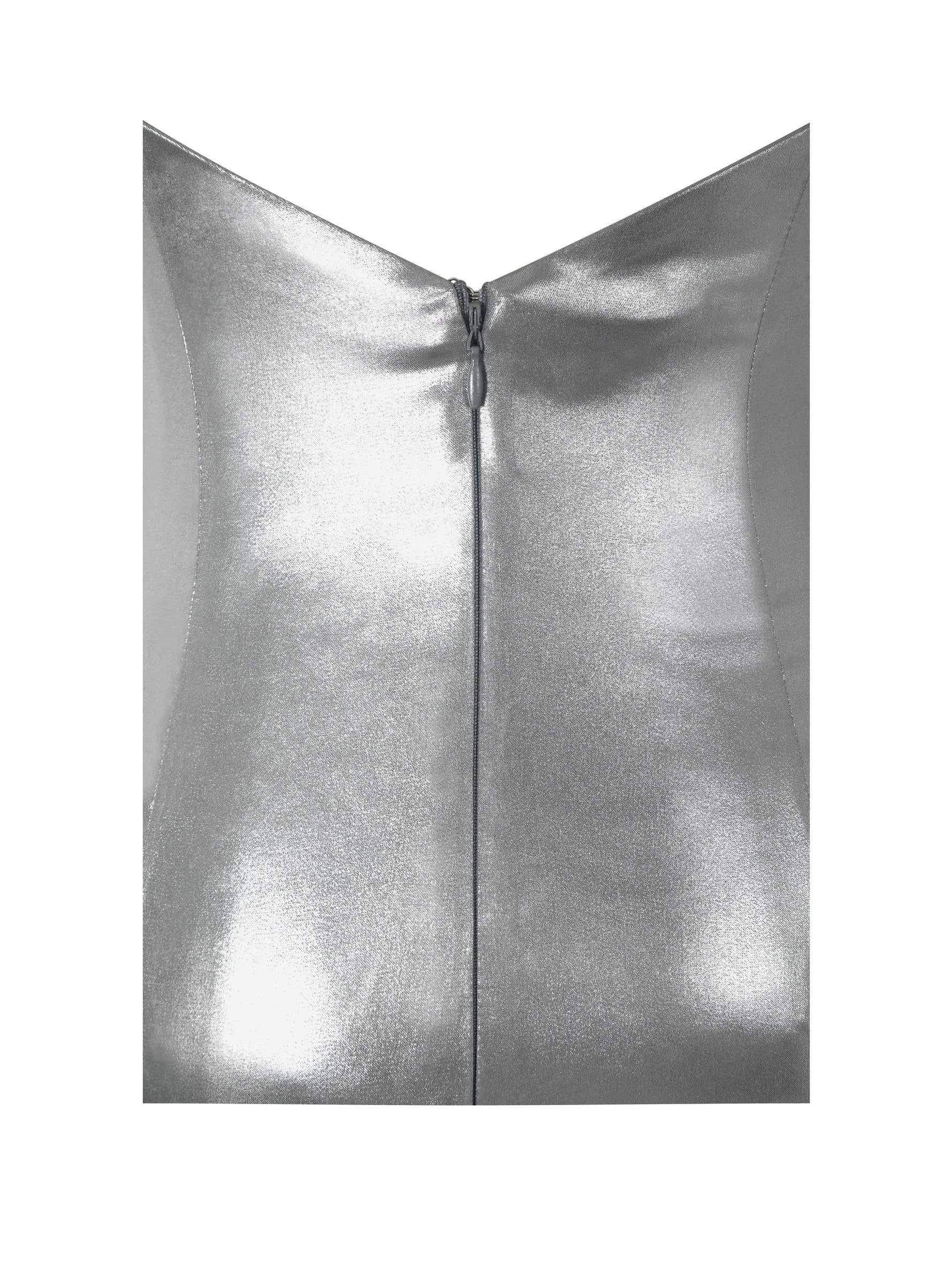 Valeska Silver Foil Plunging Sheath Maxi Dress