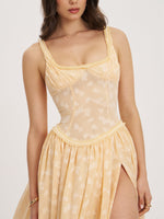 Ulissa Orange Square Neck Jacquard Textured High Slit Maxi Dress Miss Circle