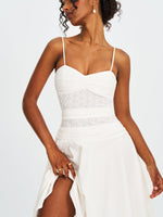 Maelis White Eyelet Drop Waist Cotton Midi Dress