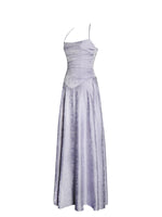 Raegan Taro Purple Jacquard Rouched Maxi Dress