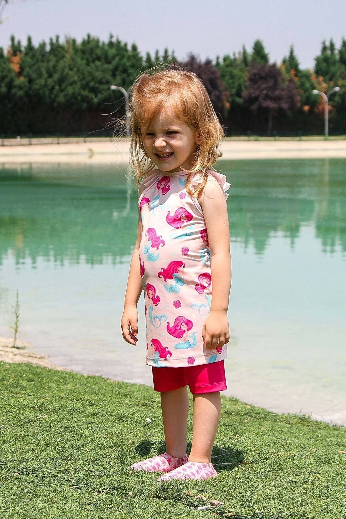 Lycra Pink Kids Swimsuit K2202 Marina Modest