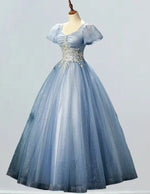 Elegant Boat Neck Beaded Lace Tulle Evening Gown | Girls' Prom & Bridesmaid Dress