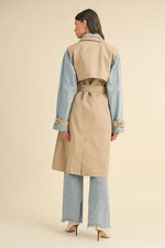 MABLE Layered Look Trench Coat With Denim Jacket - By Baano