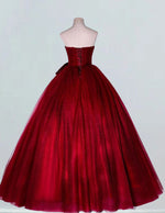 Burgundy Strapless Tulle Evening Gown | Prom & Bridal Ball Dress