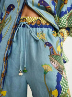 Printed Button Up Shirt and Pants Set