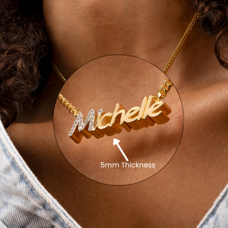 Kid's THICK 5mm Iced Initial Block Name Necklace