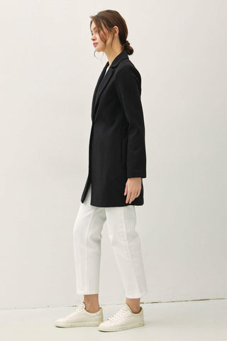 Be Cool Single Button Long Sleeve Coat with Pockets - By Baano