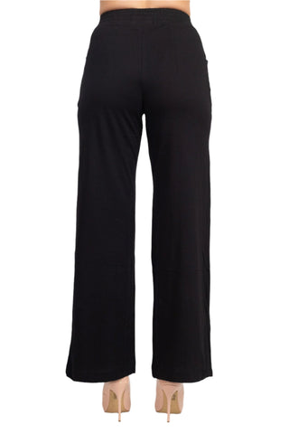 For the Republic Elastic Mid Waist Wide Leg Pockets Solid Pull - on Jersey Pant - Glamourous Grace