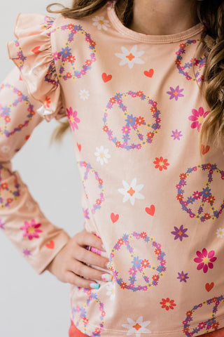 SALE Flower Child L/S Ruffle Tee - By Baano