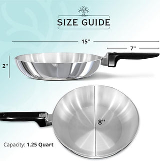 8-Inch Chef Skillet – Quick & Even Heat Distribution – Lightweight Cast Aluminum Frying Pan - By Baano