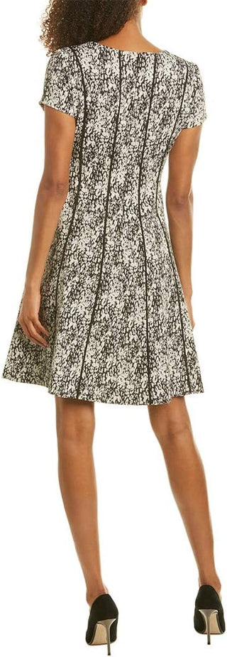 Adrianna Papell Scoop Neck Short Sleeve Piping Detail Zipper Back A-Line - By Baano