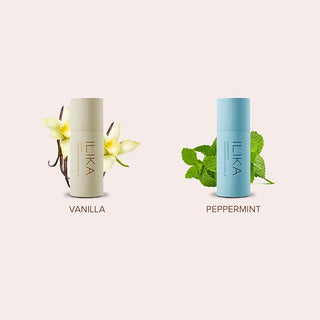 ILIKA Lip balm Organic, Vegan, Plastic-free, 100% Plant-based, 2X Volume, COSMOS Certified Organic, PETA Certified Vegan & Cruelty-Free 2 Pack, Vanilla & Peppermint - By Baano