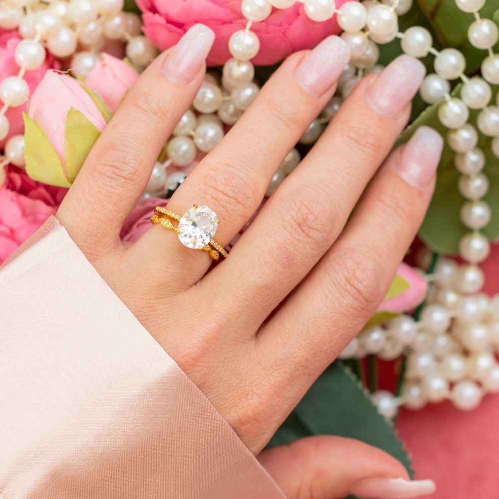 Miley Engagement Ring Set in Gold - Demi-Fine, Fully Fabulous Set