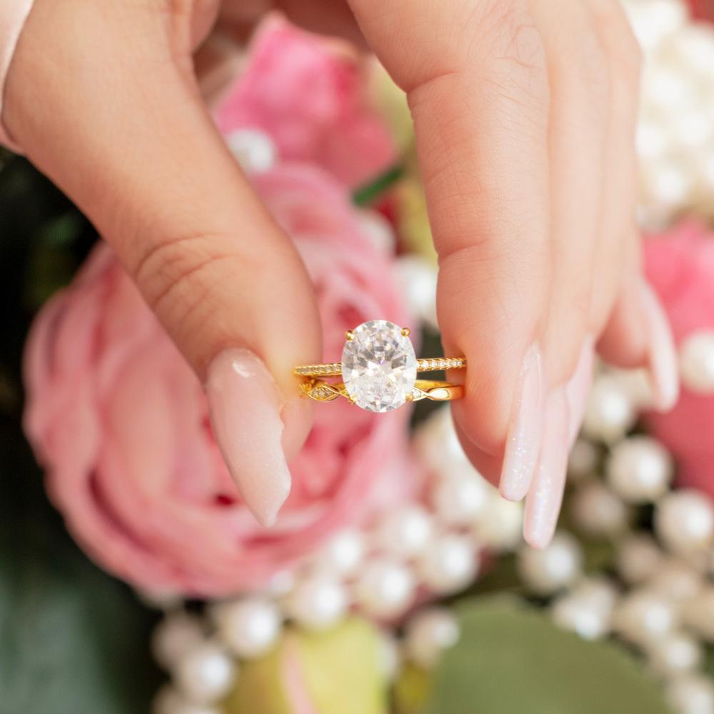 Miley Engagement Ring Set in Gold - Demi-Fine, Fully Fabulous Set