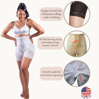 Style 6209 | Breathable High Waist Thigh Slimmer | No Roll Power Mesh Hourglass Shaper |  Firm to Extra Firm Support Rago Shapewear