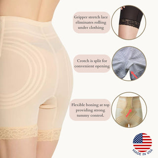 Style 6209 | Breathable High Waist Thigh Slimmer | No Roll Power Mesh Hourglass Shaper |  Firm to Extra Firm Support Rago Shapewear