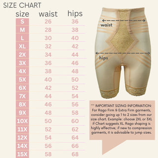Style 6209 | Breathable High Waist Thigh Slimmer | No Roll Power Mesh Hourglass Shaper |  Firm to Extra Firm Support Rago Shapewear