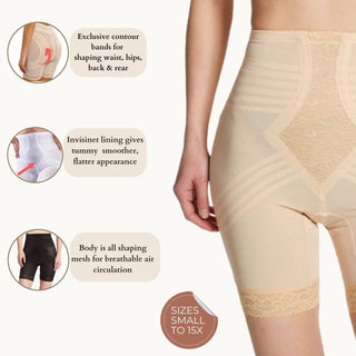 Style 6209 | Breathable High Waist Thigh Slimmer | No Roll Power Mesh Hourglass Shaper |  Firm to Extra Firm Support Rago Shapewear