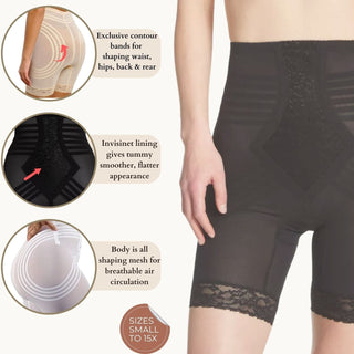 Style 6209 | Breathable High Waist Thigh Slimmer | No Roll Power Mesh Hourglass Shaper |  Firm to Extra Firm Support Rago Shapewear