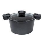 MASTERPAN Nonstick Stock & Pasta Pot With Glass Lid Strainer, 5 QT., 9" (23cm)