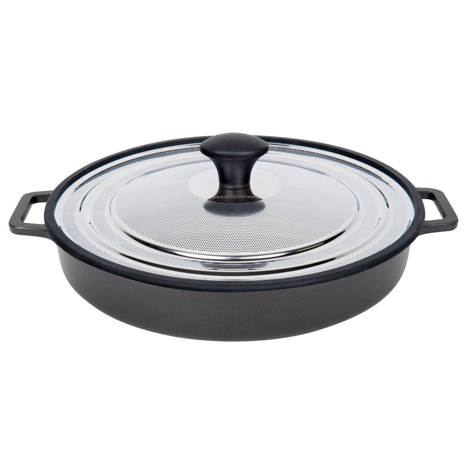 MASTERPAN Nonstick Stovetop Oven Grill Pan & Stainless Steel Lid, Black 12