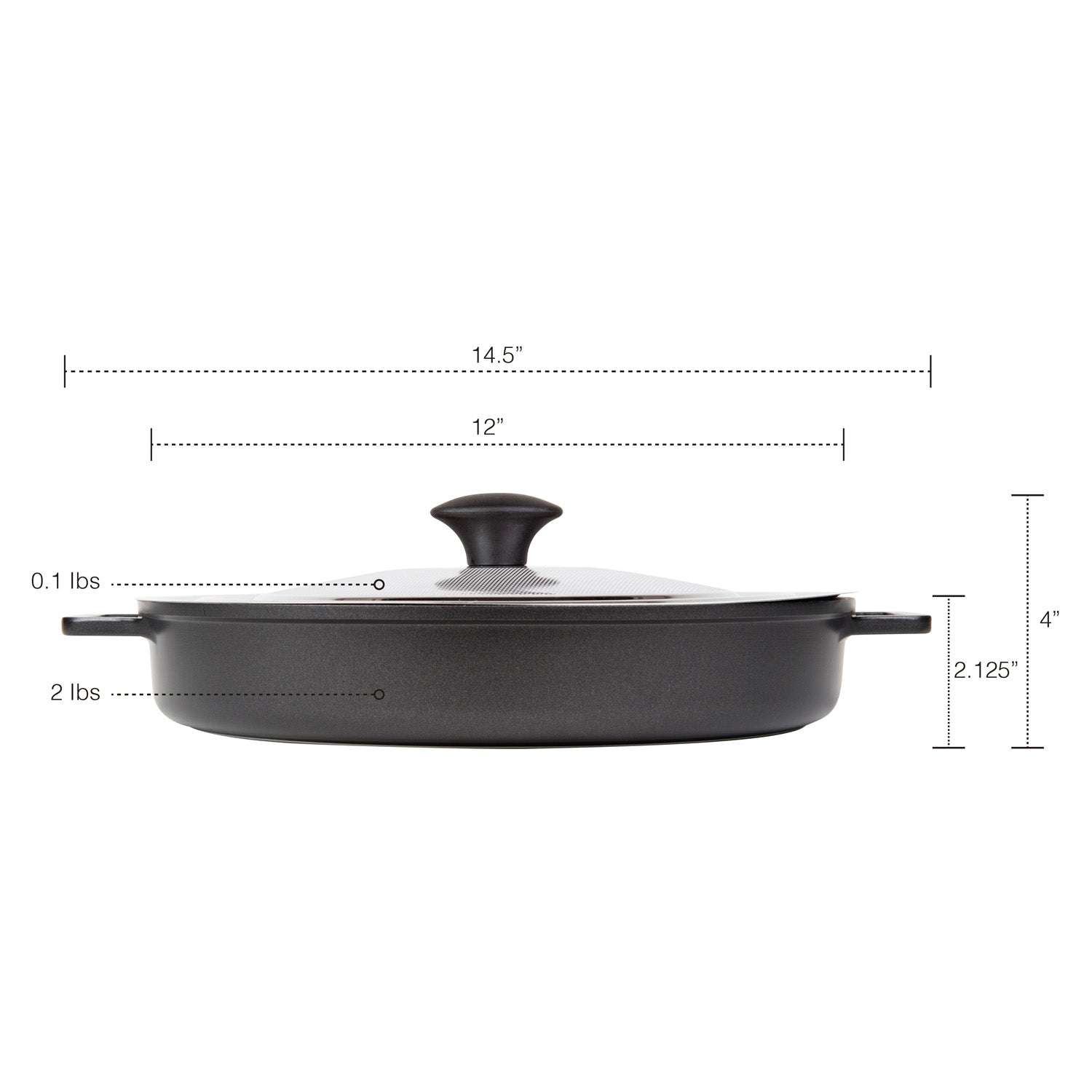 MASTERPAN Nonstick Stovetop Oven Grill Pan & Stainless Steel Lid, Black 12