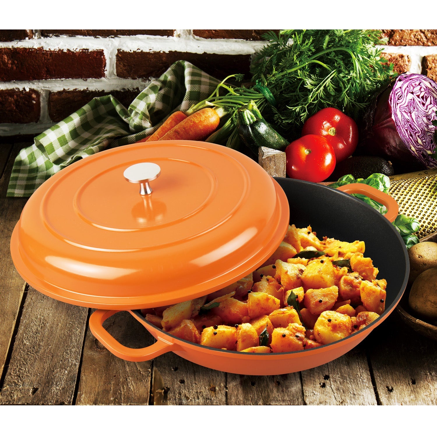 MASTERPAN Nonstick Dutch Casserole, Orange 3 Qt. 11
