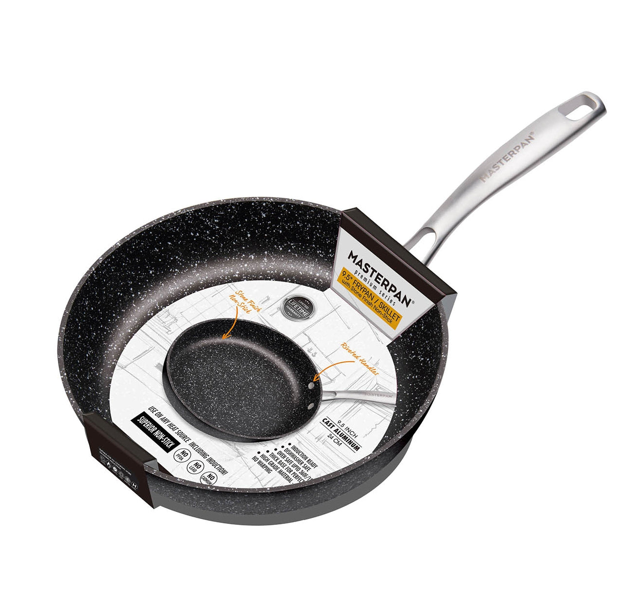 MASTERPAN Nonstick Granite Look Frypan & Skillet, 9.5