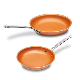 MASTERPAN Ceramic Nonstick Copper Color Frypan & Skillet 2-pc Set, 8 & 9" (20 & 23cm)