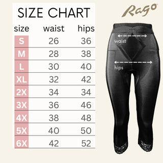 Style 6266 | High Waist Capri Pant Liner with Tummy Control Satin Panel| Memory Compression Fabric | Medium Support Rago Shapewear
