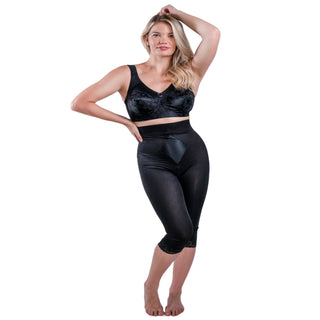 Style 6266 | High Waist Capri Pant Liner with Tummy Control Satin Panel| Memory Compression Fabric | Medium Support Rago Shapewear