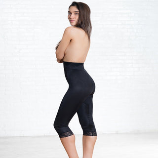 Style 6266 | High Waist Capri Pant Liner with Tummy Control Satin Panel| Memory Compression Fabric | Medium Support Rago Shapewear
