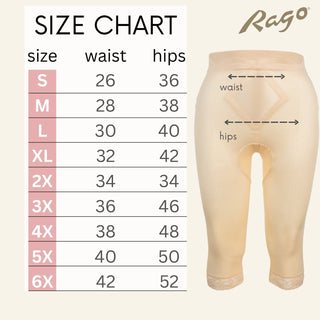 Style 6266 | High Waist Capri Pant Liner with Tummy Control Satin Panel| Memory Compression Fabric | Medium Support Rago Shapewear