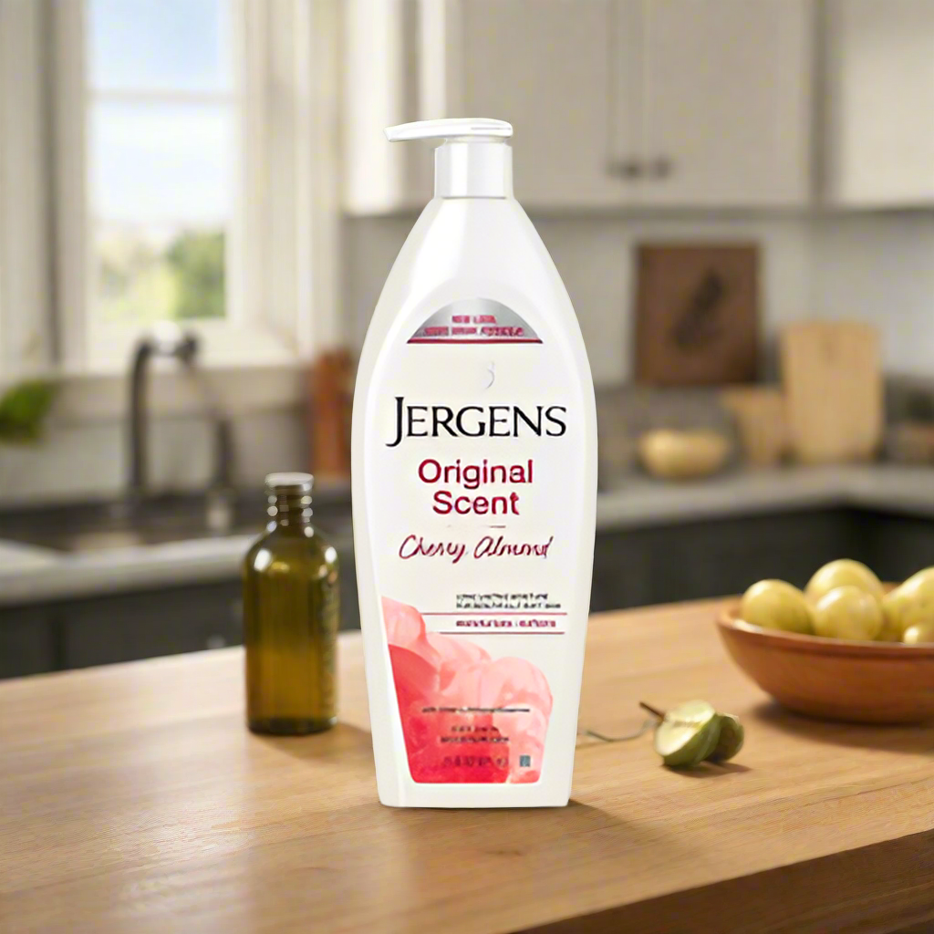Jergens Original Scent Dry Skin Moisturizing Body Lotion, W/ Cherry Almond Essence, 21 Fl Oz