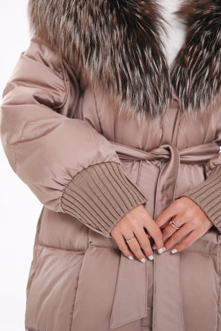 Rei Silver Fox Fully Lined Hood Down Coat in Blush - By Baano