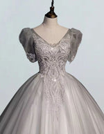 Women's Elegant V-Neck Tulle Bridal Gown | Lace Applique & Beading | Formal Evening Wedding Dress