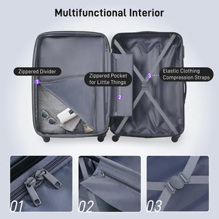3 Piece Luggage Set Hardside Spinner Suitcase with TSA Lock 20' 24'