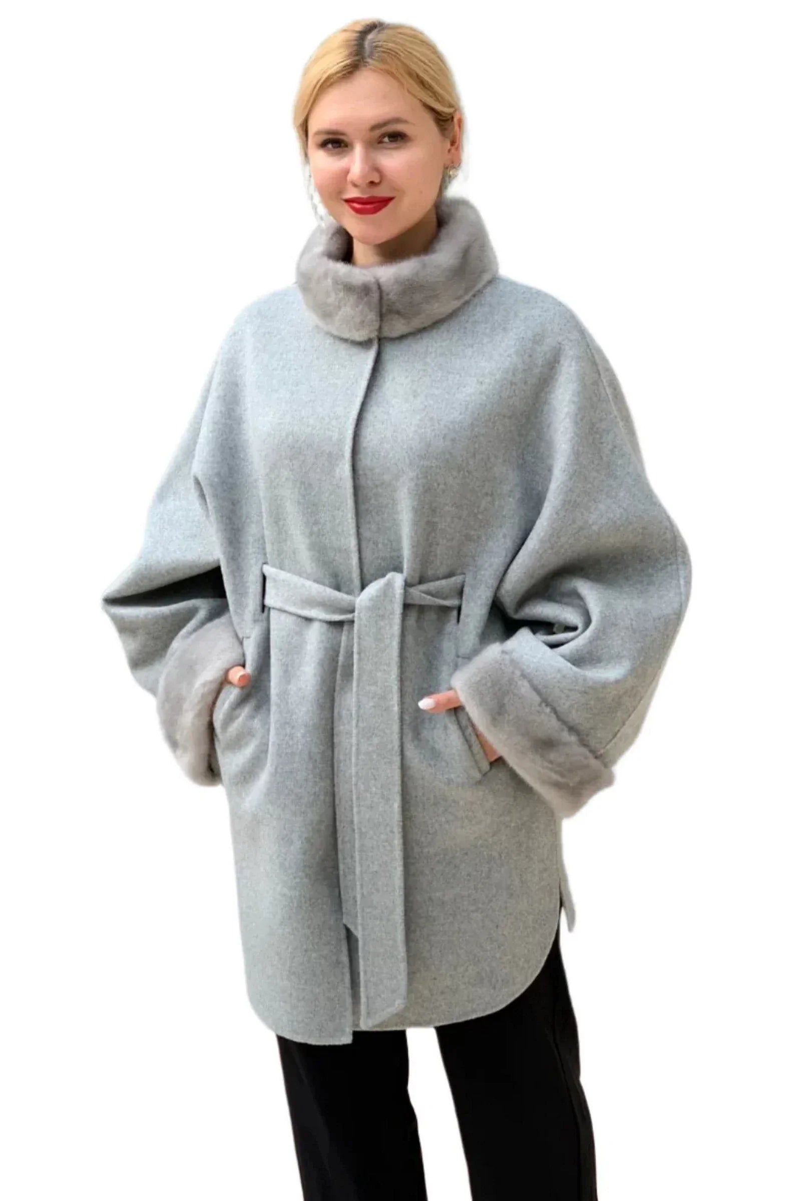 Genuine Scandinavian Mink Fur Virgin Wool Coat - By Baano