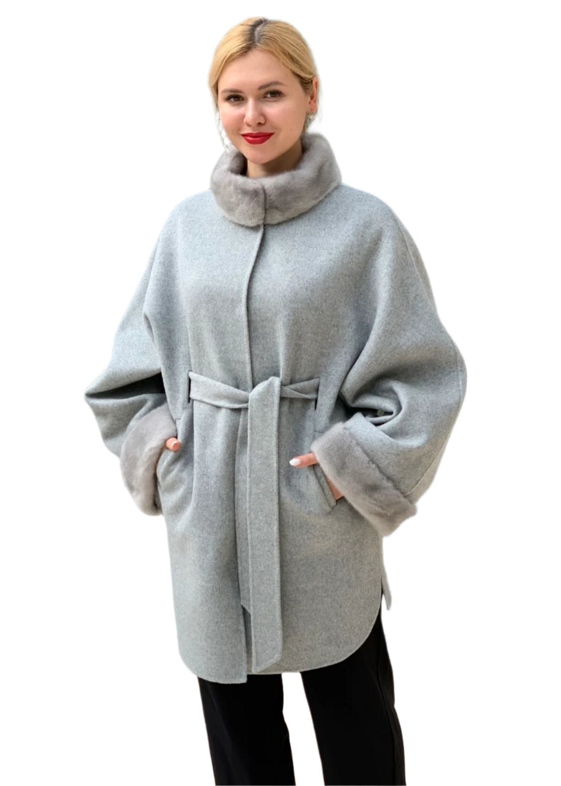 Genuine Scandinavian Mink Fur Virgin Wool Coat - By Baano