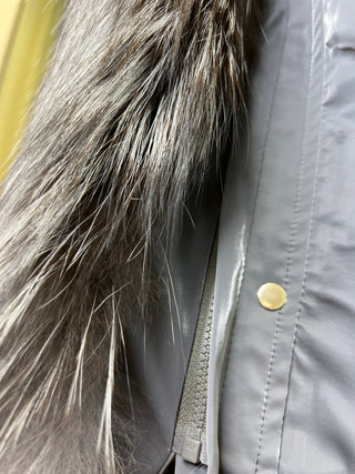Genuine Silver Fox Fully Lined Hood Rabbit Insulated Parka - By Baano