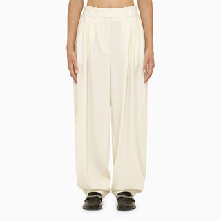 Cream Wool Baggy Trousers - By Baano